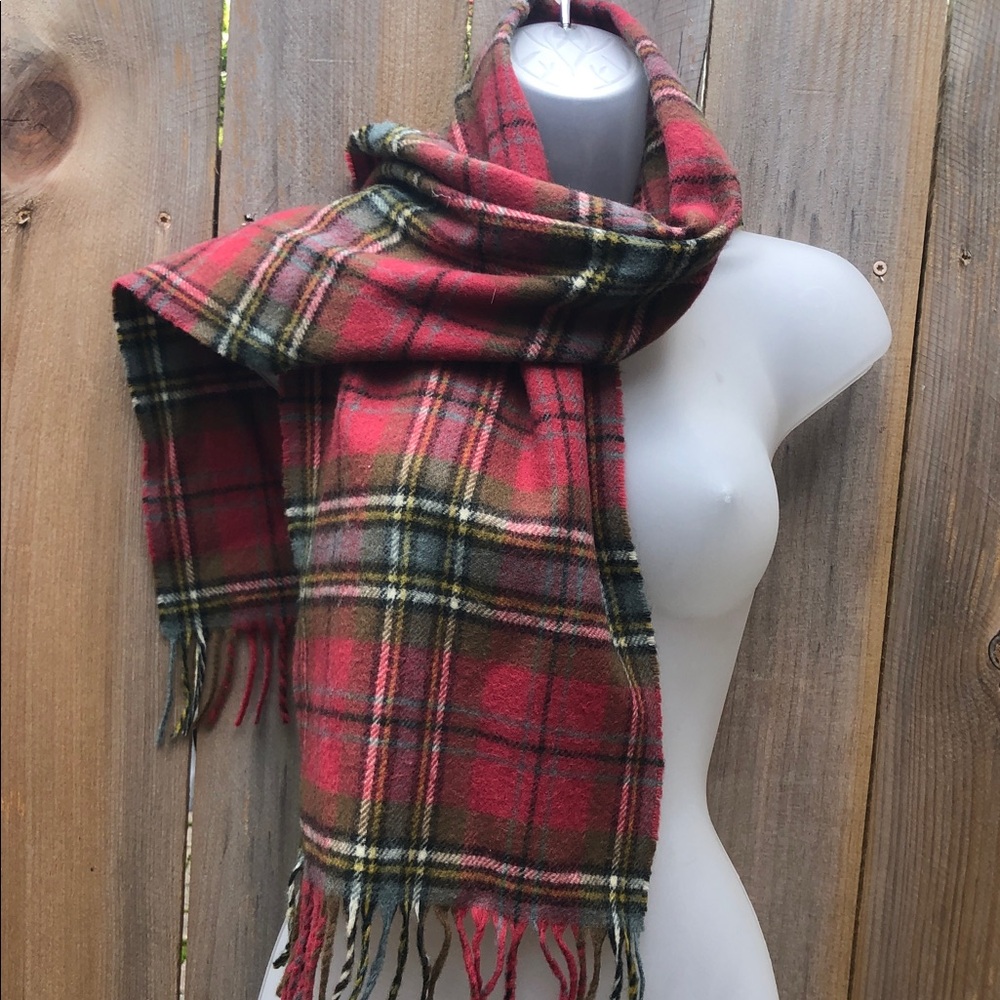 Johnstons of Elgin Iconic Tartan Wool Scarf. Red & Brown MacLean of Duart Muted